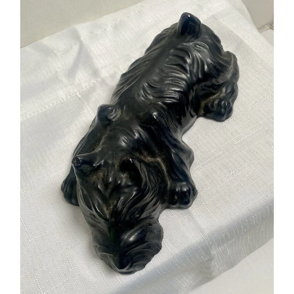 Black Scottish Terrier Scottie Dog Figurine Ceramic Vintage 8” Long Shelf Sitter